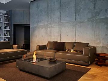 EcoSmart Fire Manhattan 50 Fire Table delivers contemporary indoor fireplace ambience to a private residence living room in Japan.