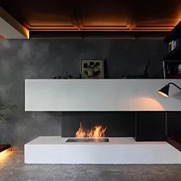 電気・ガス・煙突が不要なため、壁や家具等に容易に埋め込むことが出来ます。
自由かつ簡単に組み込め、リフォームやリノベーションに最適です。
...