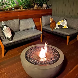 Fatty testing the new fire pit.