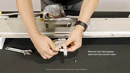 Remove low-rate bypass tube from the control valve